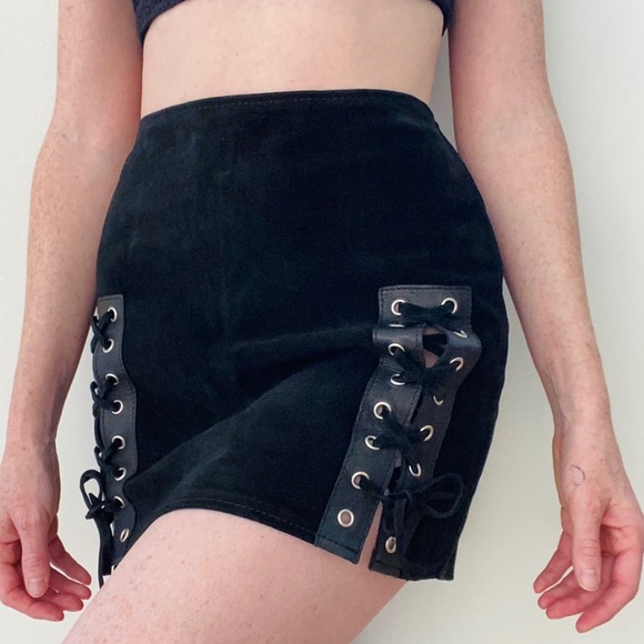 American Vintage Dresses & Skirts - American Vintage Suede Lace Up Front Mini Skirt S